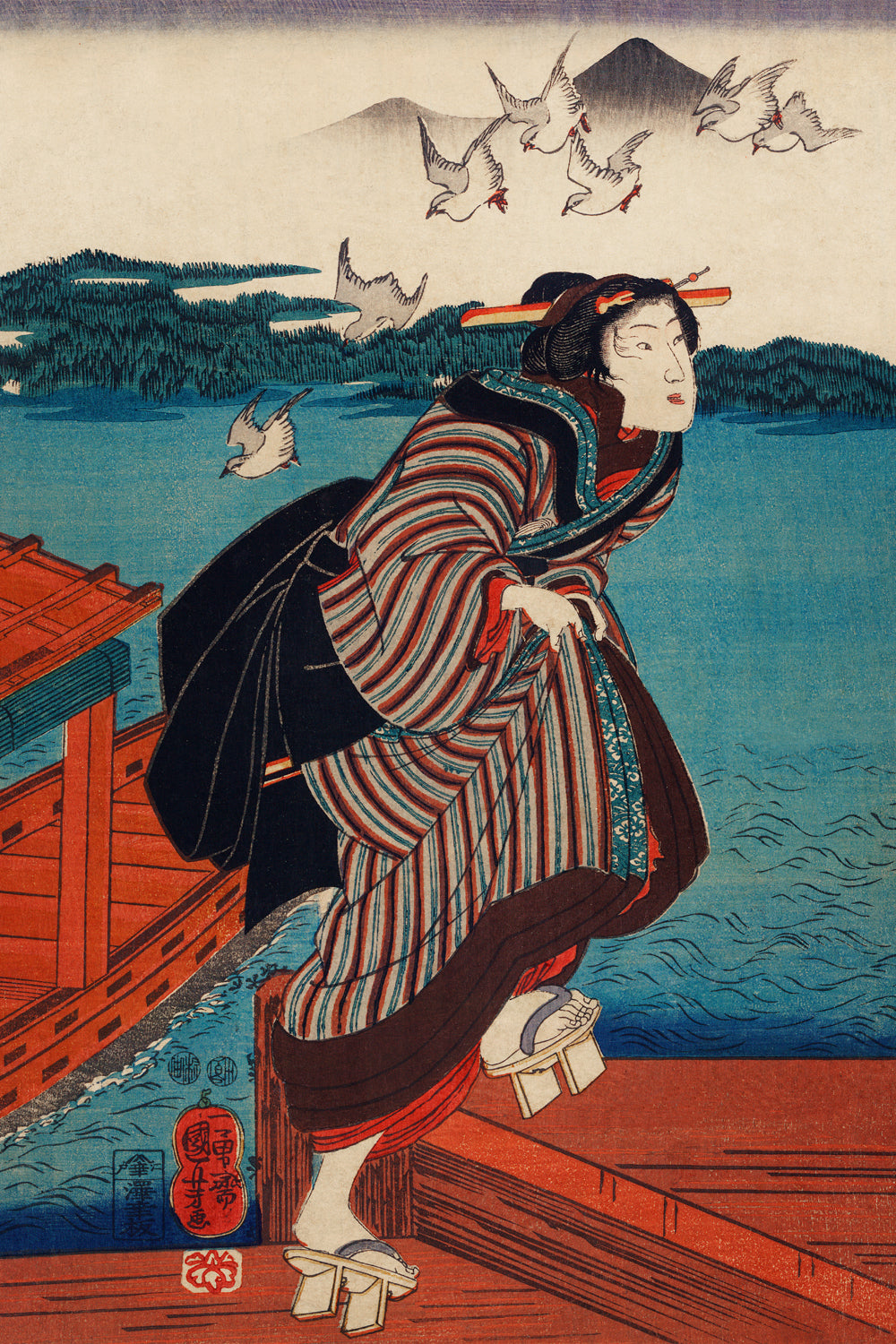 Ukiyo-e — Samurai and Geisha II