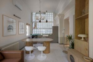 interior with posters